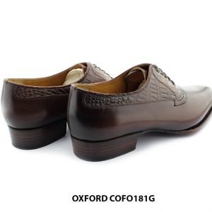 [Outlet size 41] Giày da bò phối cá sấu màu nâu Oxford COFO181G 005