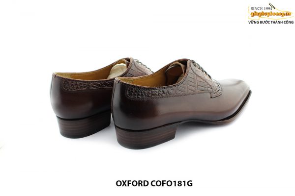 [Outlet size 41] Giày da bò phối cá sấu màu nâu Oxford COFO181G 005