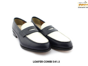[Outlet size 41.5] Giày lười nam xanh trắng Loafer COMBI 003