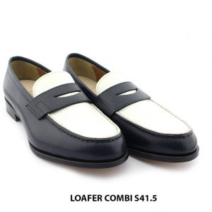 [Outlet size 41.5] Giày lười nam xanh trắng Loafer COMBI 003