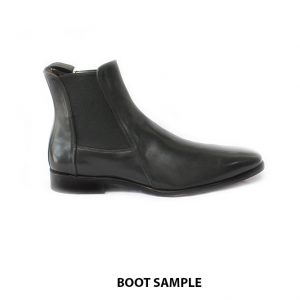 [Outlet size 43] Giày da nam cổ cao Chelsea Boot đen 001