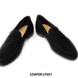 [Outlet size 42] Giày lười nam da lộn màu đen SPCLF001 004