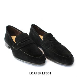 [Outlet size 42] Giày lười nam da lộn màu đen SPCLF001 003