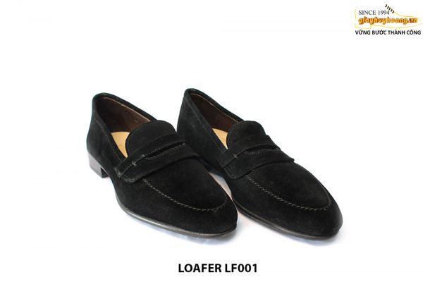 [Outlet size 42] Giày lười nam da lộn màu đen SPCLF001 003