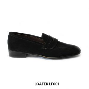[Outlet size 42] Giày lười nam da lộn màu đen SPCLF001 001