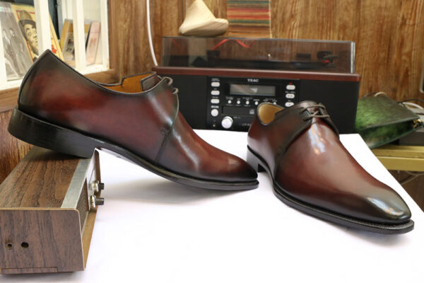 [Outlet size 45] Giày da nam 2 lỗ xỏ dây Derby ZZ03 004