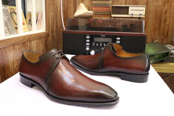 [Outlet size 45] Giày da nam 2 lỗ xỏ dây Derby ZZ03 003