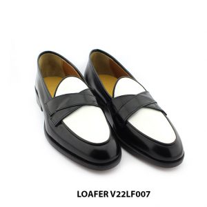 [Outlet size 41] Giày lười nam đen trắng cao cấp Loafer V22LF007 002
