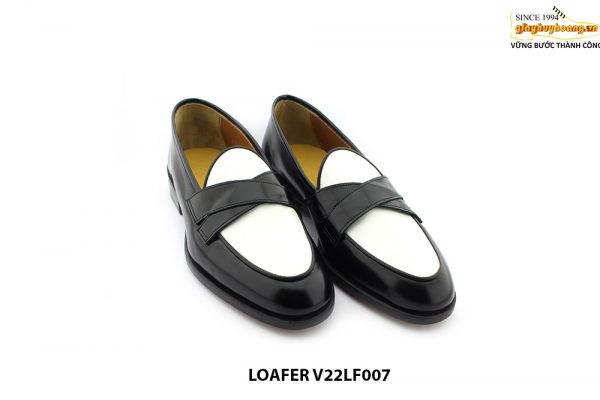 [Outlet size 41] Giày lười nam đen trắng cao cấp Loafer V22LF007 002