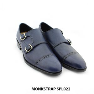 [Outlet size 38] Giày da nam xanh navy Monkstrap SPL022 003