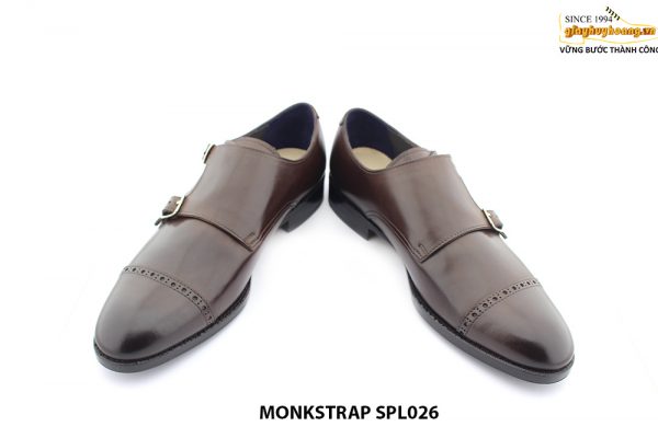 [Outlet size 42] Giày da nam 2 khóa nâu Monkstrap SPL026 004