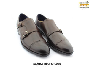 [Outlet size 42] Giày da nam 2 khóa nâu Monkstrap SPL026 003