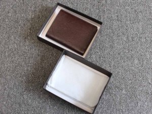Bóp Ví nam dáng đứng da vân cỏ lá 004