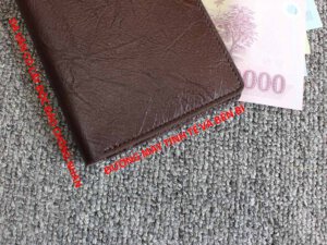Bóp Ví nam dáng đứng da vân cỏ lá 003