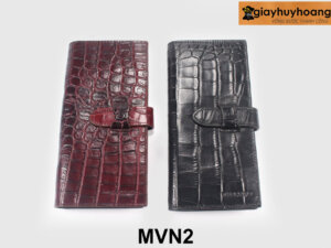 Ví cầm tay dài nam nhiều ngăn da dập vân cá sấu 01