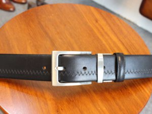 Dây nịt thắt lưng nam khóa xoay 360 độ 1 đường chỉ may ziczac 006