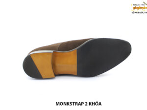 [Outlet size 43] Giày da nam 2 khóa da lộn nâu Monkstrap 005