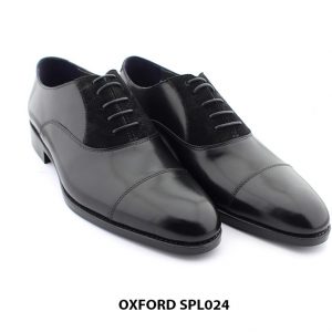[Outlet size 42] Giày da nam phối da lộn đen oxford SPL024 003
