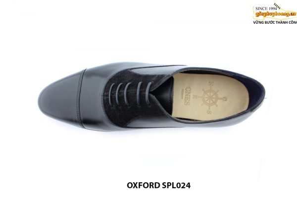 [Outlet size 42] Giày da nam phối da lộn đen oxford SPL024 002