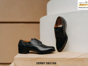 Giày da nam chính hãng phối da cá sấu Derby DB2169 001