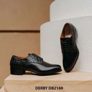 Giày da nam chính hãng phối da cá sấu Derby DB2169 001