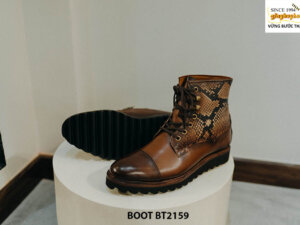 Giày da nam cổ cao buộc dây phối da trăn cao cấp BT2159 005