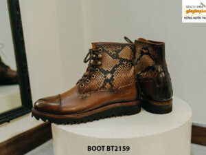 Giày da nam cổ cao buộc dây phối da trăn cao cấp BT2159 001