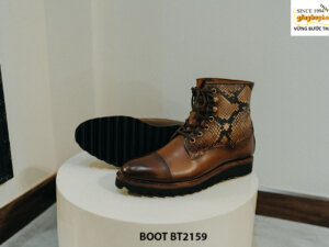 Giày da nam cổ cao buộc dây phối da trăn cao cấp BT2159 003