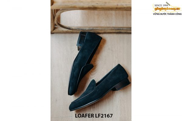 Giày lười nam da lộn màu đen Loafer LF2167 003