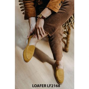 Giày lười nam da lộn màu vàng bò Loafer LF2168 004
