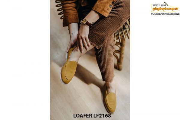 Giày lười nam da lộn màu vàng bò Loafer LF2168 004