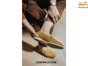 Giày lười nam da lộn màu vàng bò Loafer LF2168 003