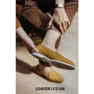 Giày lười nam da lộn màu vàng bò Loafer LF2168 003