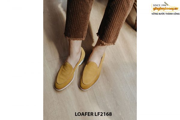 Giày lười nam da lộn màu vàng bò Loafer LF2168 001