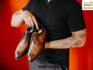 Giày tây nam nhập da bê từ ý italy Derby DB2166 005