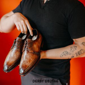 Giày tây nam nhập da bê từ ý italy Derby DB2166 005