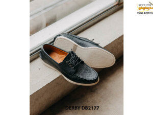 Giày da nam màu xanh vân hạt chống nhăn Derby DB2177 003