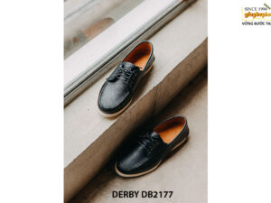 Giày da nam màu xanh vân hạt chống nhăn Derby DB2177 002