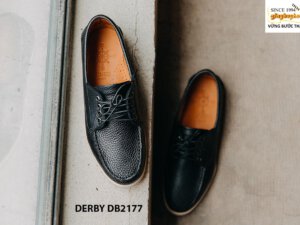 Giày da nam màu xanh vân hạt chống nhăn Derby DB2177 001