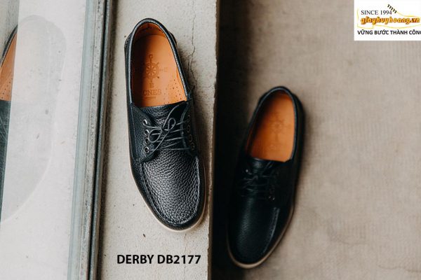 Giày da nam màu xanh vân hạt chống nhăn Derby DB2177 001