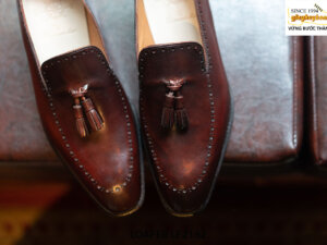 Giày lười nam hàng hiệu đế da bò Tassel Loafer LF2162 001