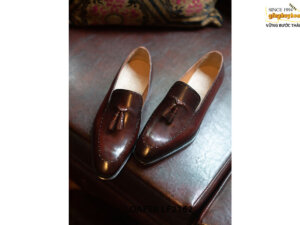 Giày lười nam hàng hiệu đế da bò Tassel Loafer LF2162 004