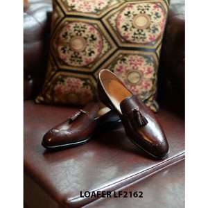 Giày lười nam hàng hiệu đế da bò Tassel Loafer LF2162 002