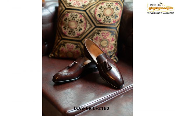 Giày lười nam hàng hiệu đế da bò Tassel Loafer LF2162 002