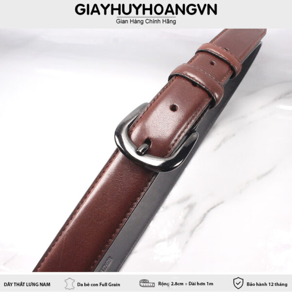 Dây nịt thắt lưng nam 2.8 cm đầu khóa kim giayhuyhoangvn mẫu 6 002