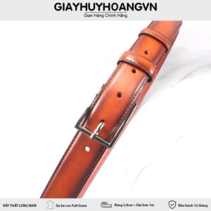 Dây nịt thắt lưng nam 2.8 cm đầu khóa kim giayhuyhoangvn mẫu 6 001