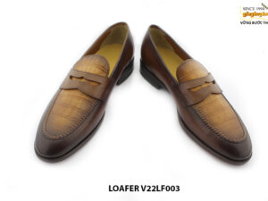 [Outlet size 41] Giày lười nam phối da dập vân Loafer V22LF003M 004