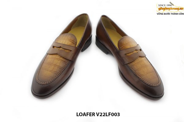 [Outlet size 41] Giày lười nam phối da dập vân Loafer V22LF003M 004