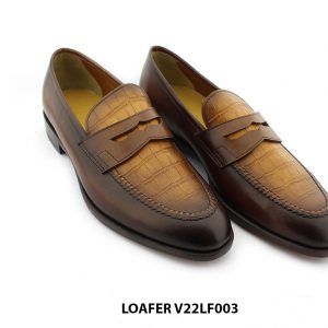 [Outlet size 41] Giày lười nam phối da dập vân Loafer V22LF003M 003