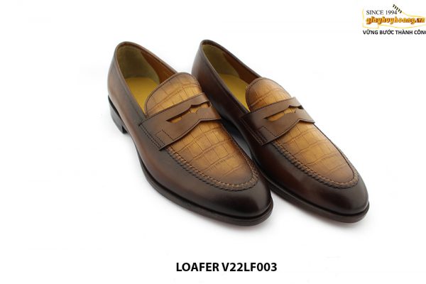 [Outlet size 41] Giày lười nam phối da dập vân Loafer V22LF003M 003